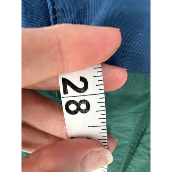 90s Vintage Jacket Mens Large Blue Green Windbreaker Full Zip Funnel Colorblock - Picture 5 of 6